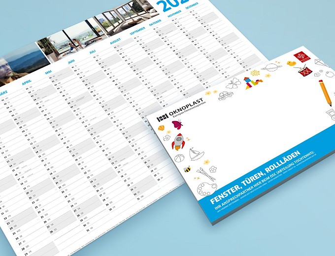 Kalender & Malblock des Fensterherstellers Oknoplast