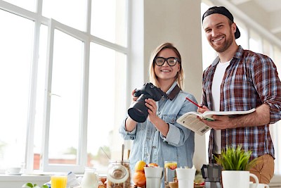 Two photographers at the photo shoot