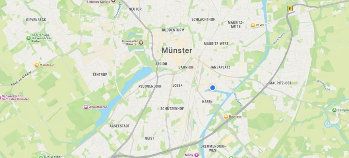 Screenshot von Apple Maps Münster