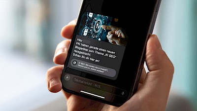 An RCS chat from the RCS marketing agency DREIKON