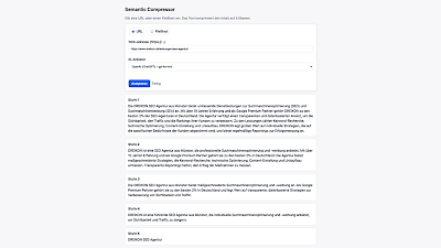Free tool for determining semantic compression in AI Search (ChatGPT & Mistral)