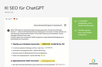 Successful AI SEO for ChatGPT using the example of DREIKON