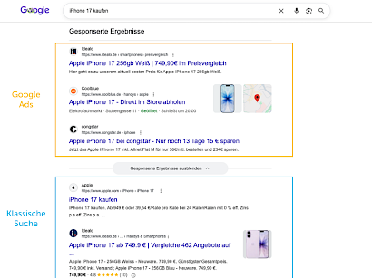 Beispiel für die klassische Google Suche