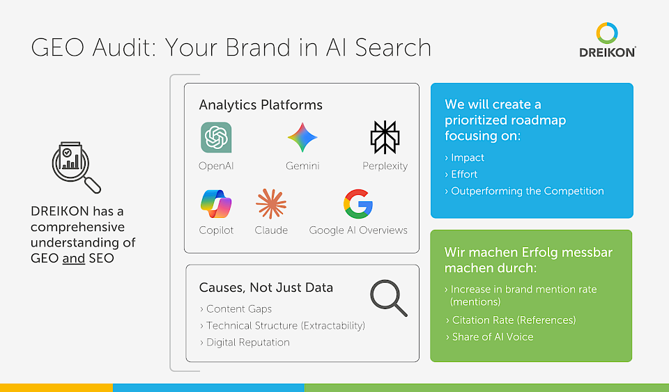 Scope, platforms and content of the GEO Audit