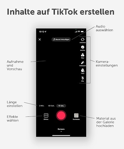TikTok Anwendungsansicht Videobearbeitung