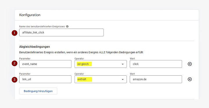 Option 1 - Benutzerdefiniertes Ereignis in der GA4-Property